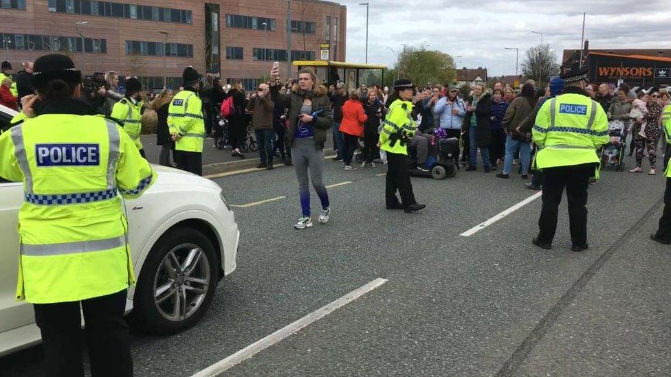 Protesters outside Alder Hey Children's Hospital