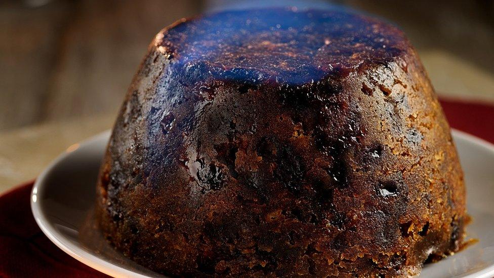 Flaming Christmas pudding