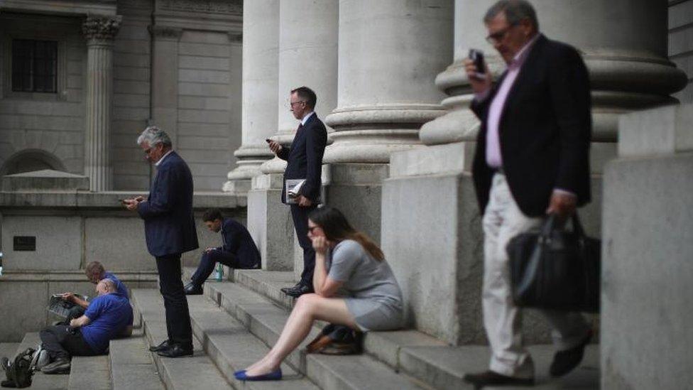 People outside Bank of England