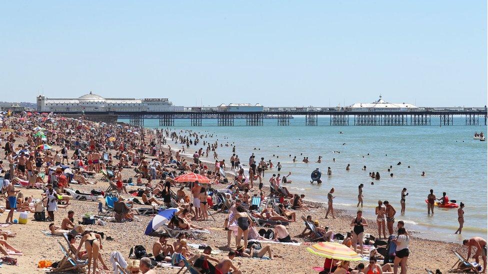 People on Brighton beach