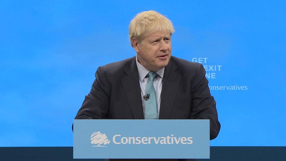 Boris Johnson speaks at the Conservative's 2019 conference