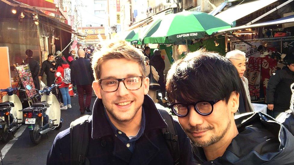 Our gaming reporter Steffan Powell and Hideo Kojima in Tokyo