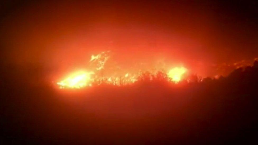 A fire at Finmere Quarry