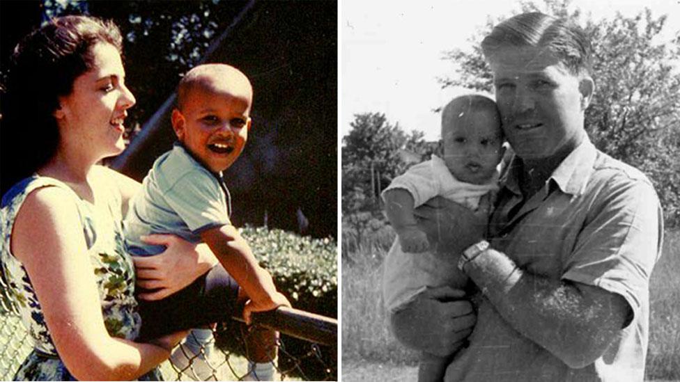 Barack Obama (l) and Mitt Romney (r) as children