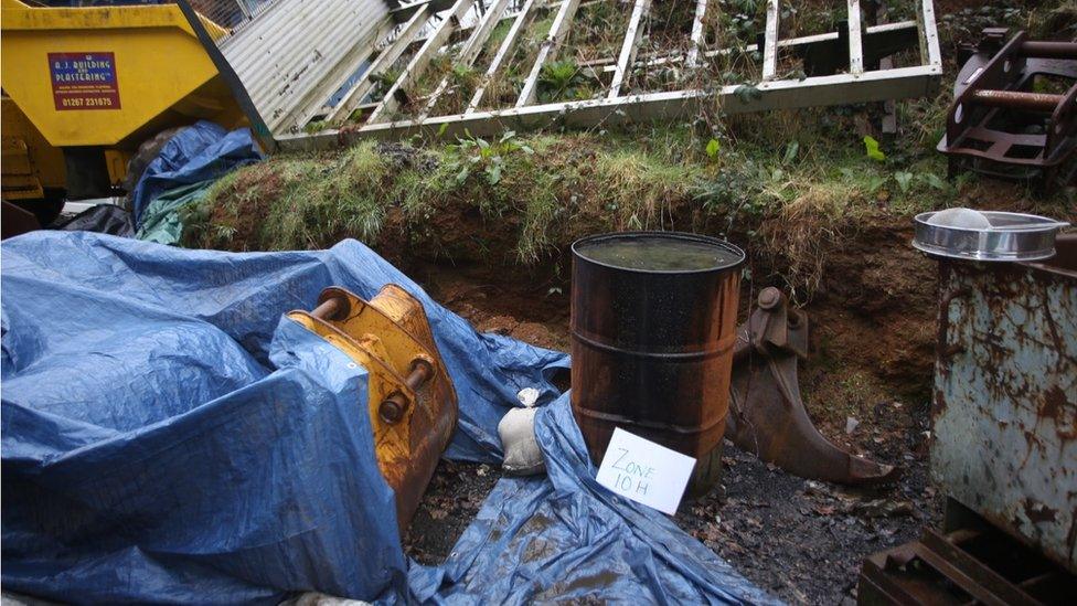 The barrel where police found human tissue