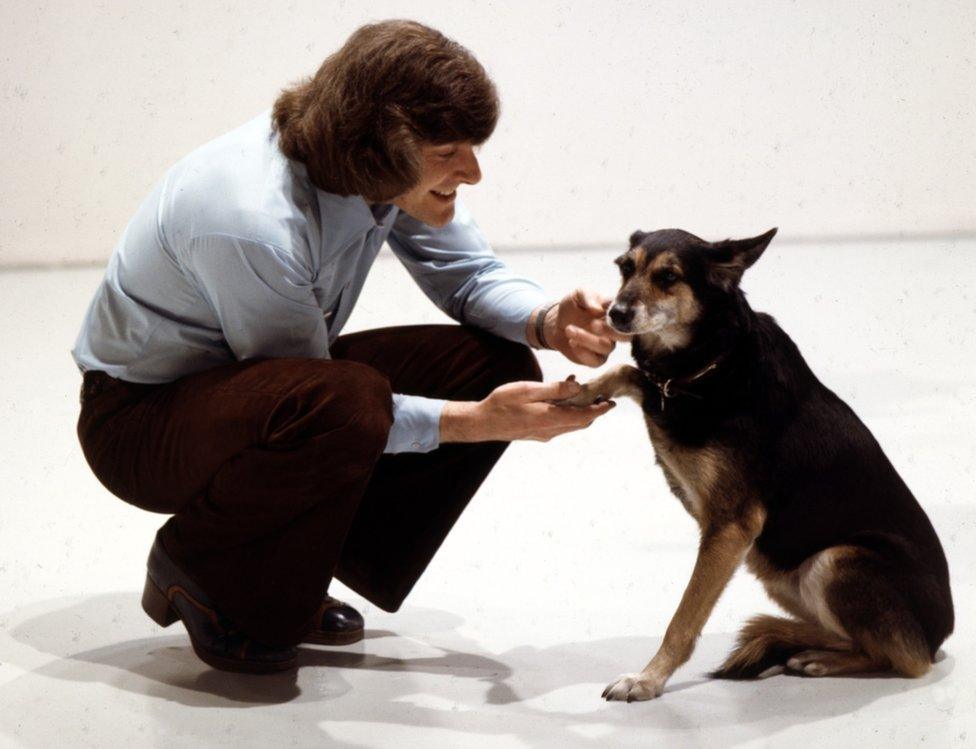 Blue Peter presenter Peter Purves and dog Petra