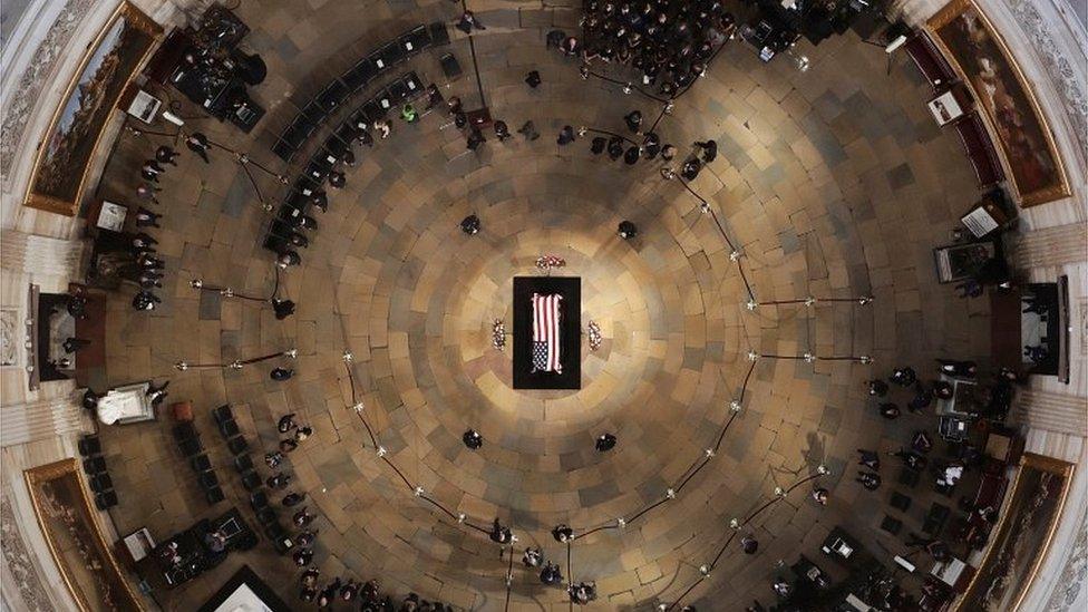 John McCain lies in state in the US Capitol Rotunda on 31 August 2018 in Washington