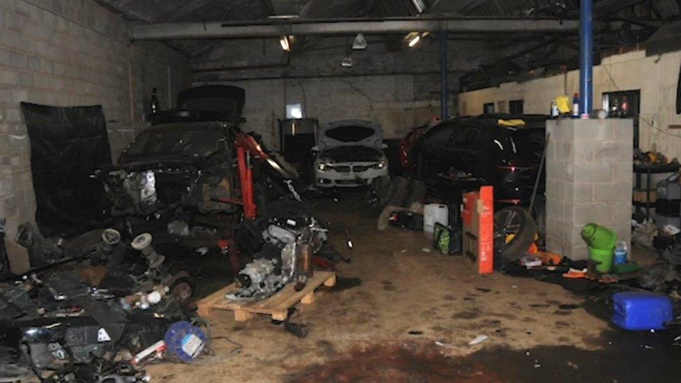 Inside illegal garage