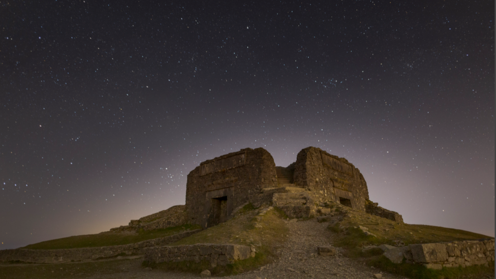 Moel Famau Jubilee Tower at night