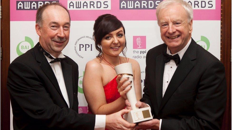 BBC Evening Extra presenter Seamus McKee picks up News Broadcaster of the Year award with producer Claire Noble
