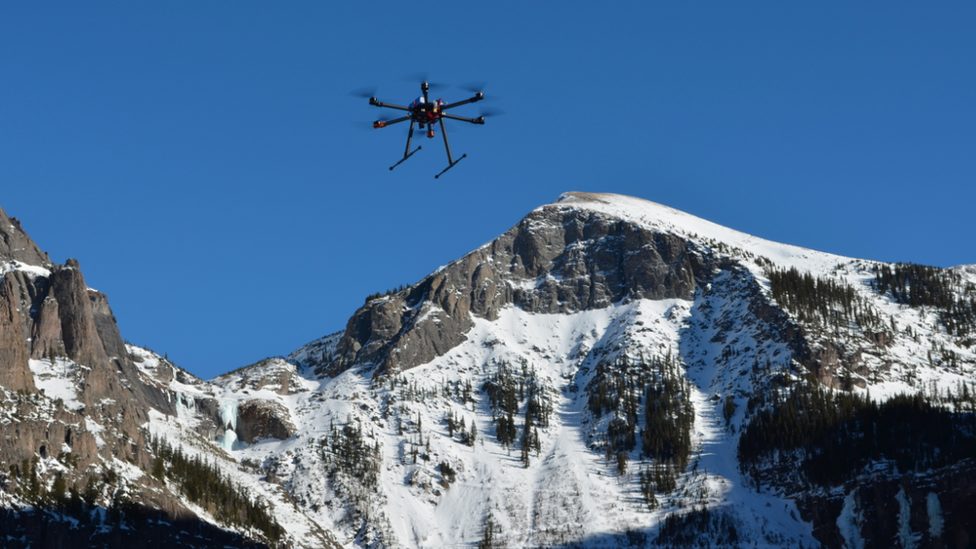 Drone in mountain scenery