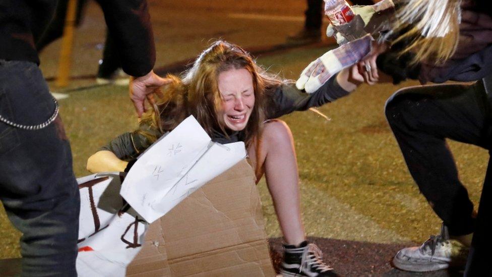 Tear gas was used to disperse crowds protesting in Oakland in California