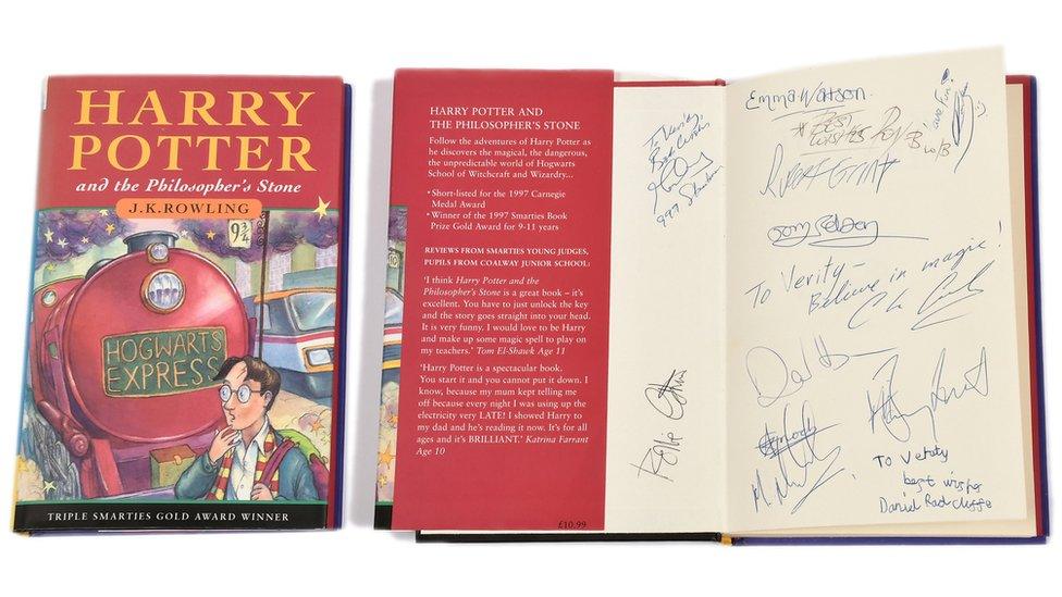 The autographed Harry Potter book