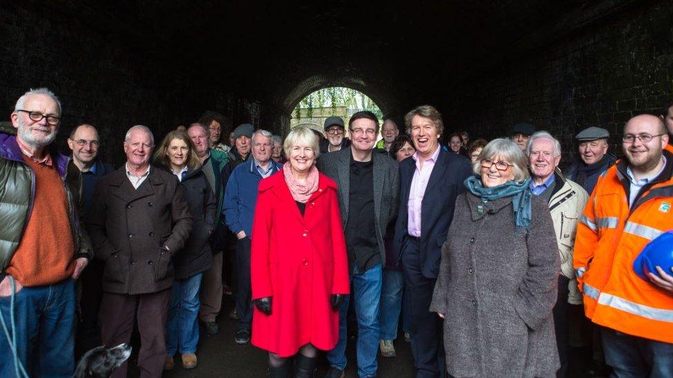 A number of people came together for a sneak-preview of the work and to reveal the name, Tynal Tywyll for the section of Lôn Las Ogwen