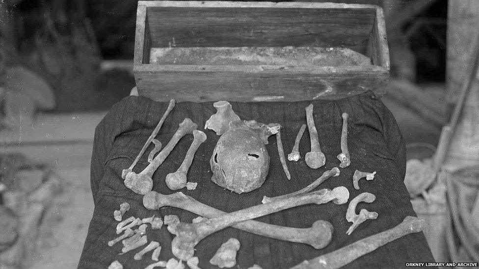 Bones and the box they were found in