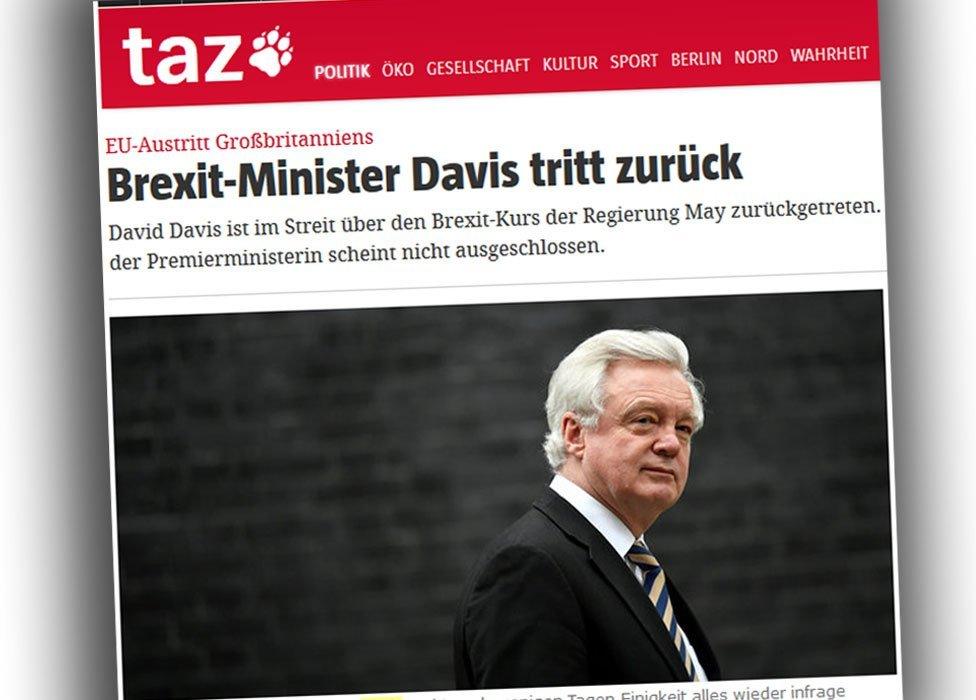 Screengrab of German newspaper website Taz.de