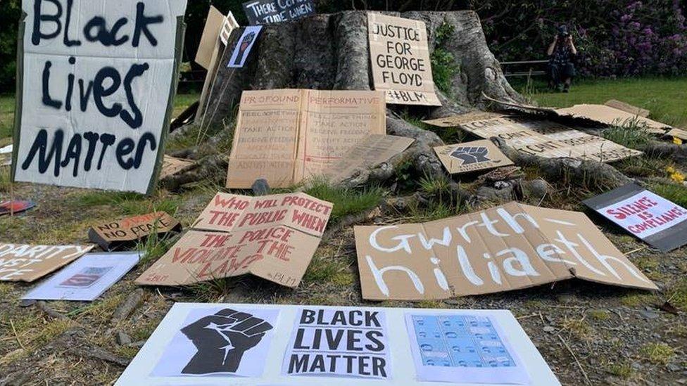 Black Lives Matter mosaic in Machynlleth