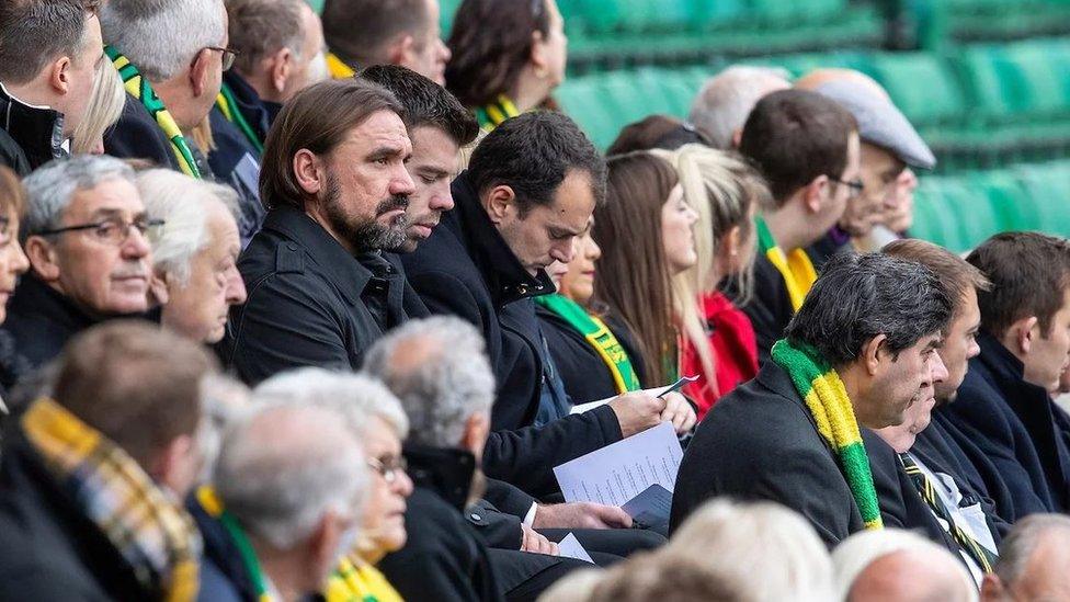 Manger David Farke and club captain Grant Hanley attended the service.