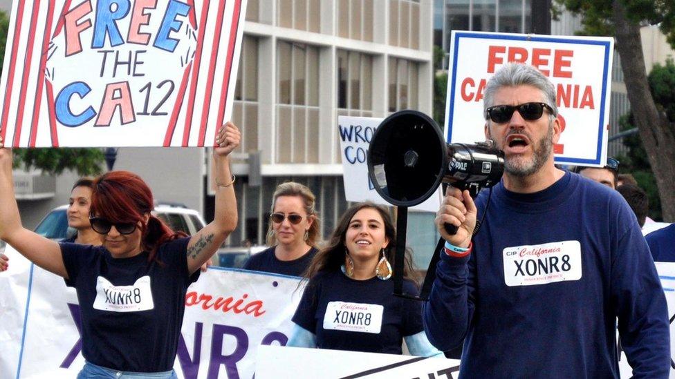 Justin marches with supporters