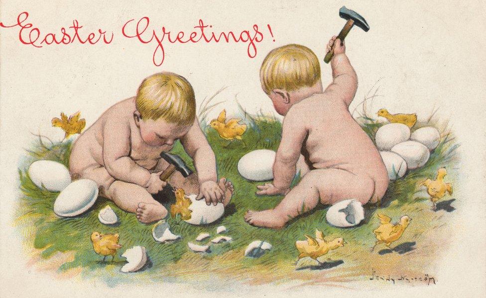 babies hammering eggs