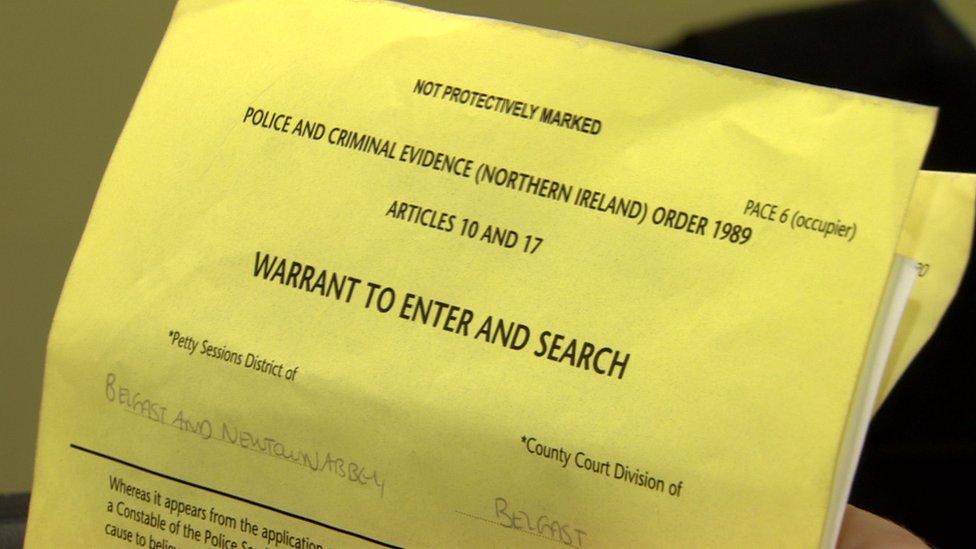 The PSNI warrant used to search Helen Crickard's office