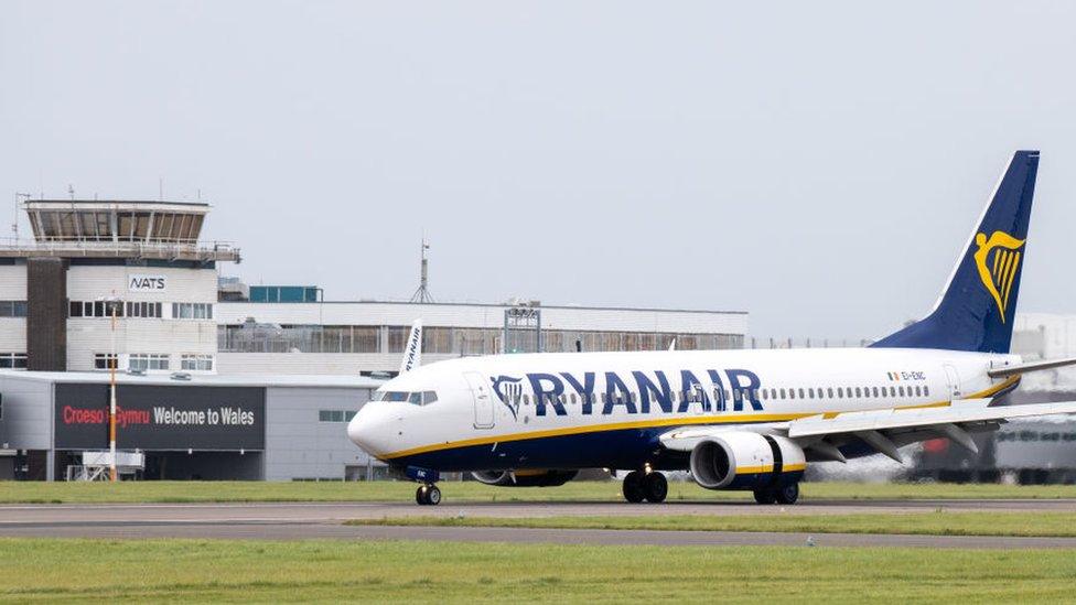 Ryan air plane at Cardiff Airport