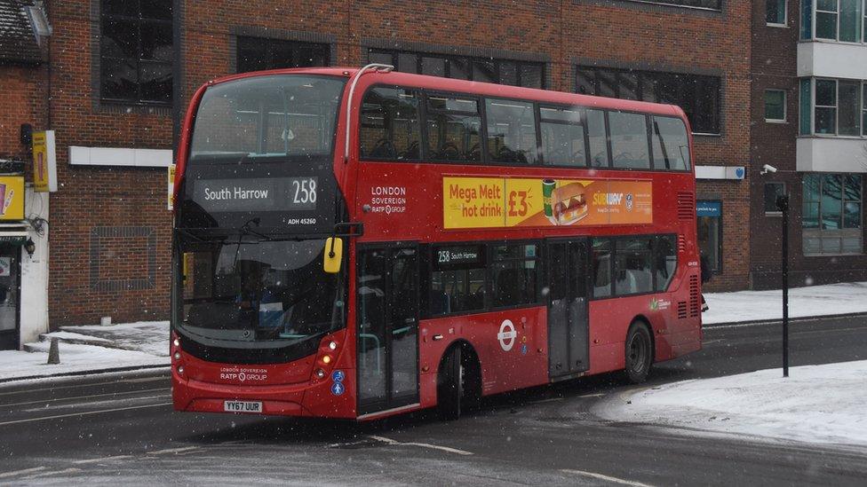 A file photo shows the 258 bus turning a corner