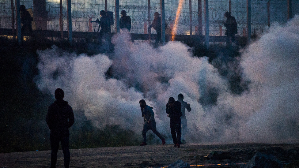 Smoke at the Calais jungle