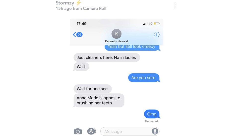 Screenshot of Stormzy's Snapchat showing a conversation between Stormzy and friend Kenneth