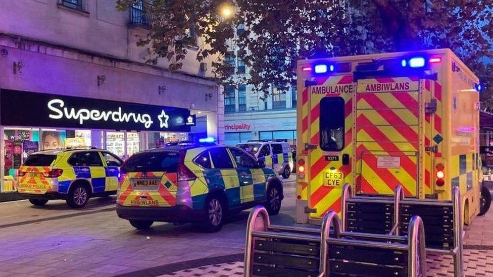 Police in Queen Street, Cardiff