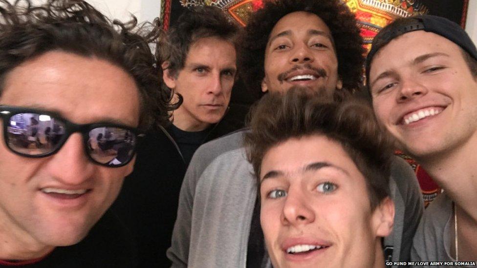 Ben Stiller with a group of social media stars