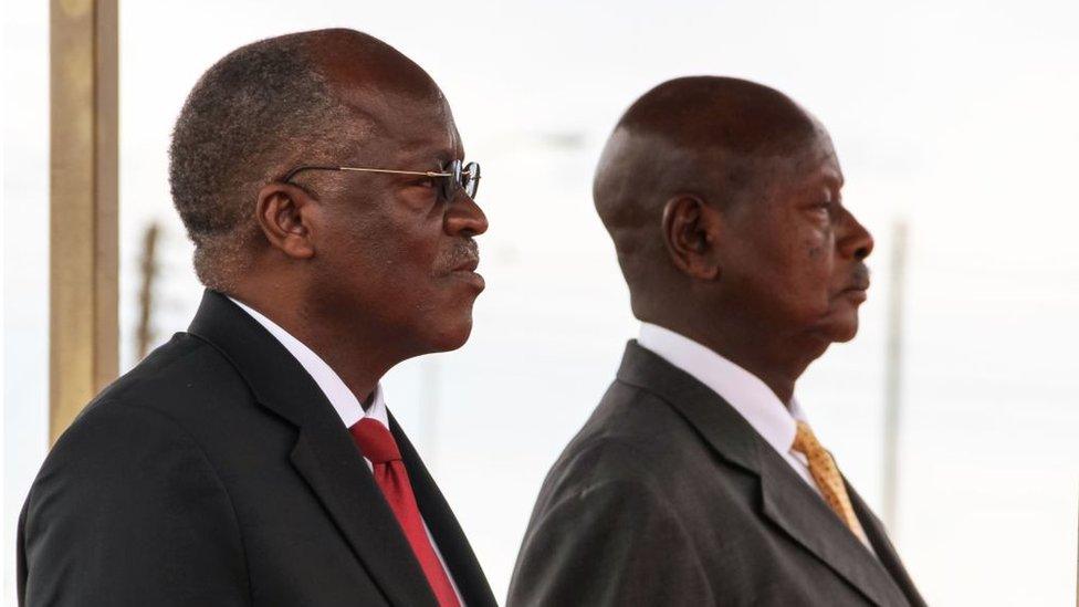 Tanzania's President John Magufuli and Uganda's President Yoweri Museveni pictured in 2017.