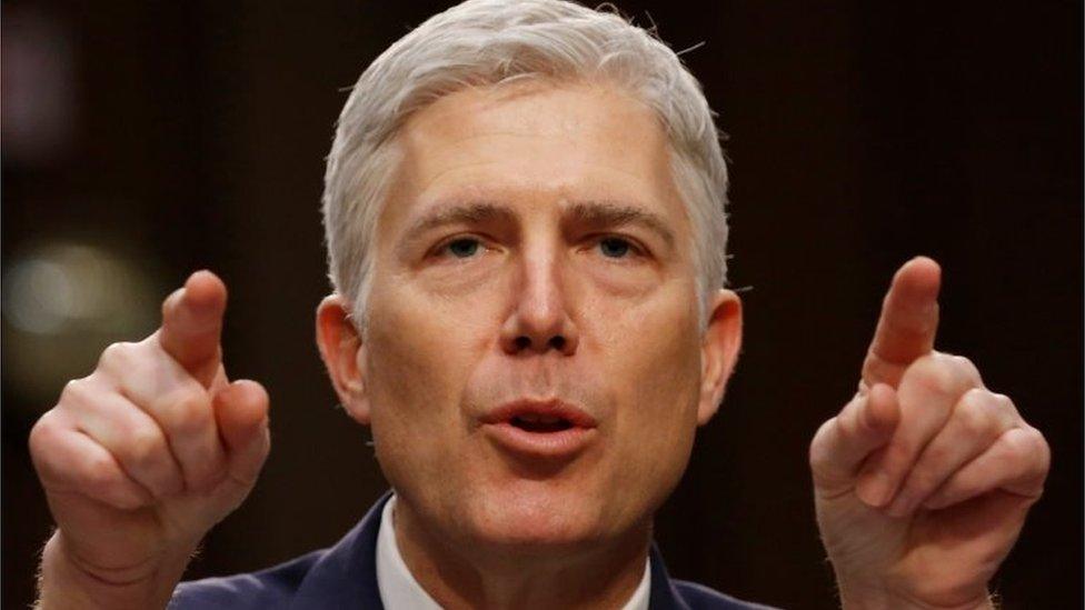 US Supreme Court nominee judge Neil Gorsuch testifies at his Senate Judiciary Committee confirmation hearing in Washington, DC.