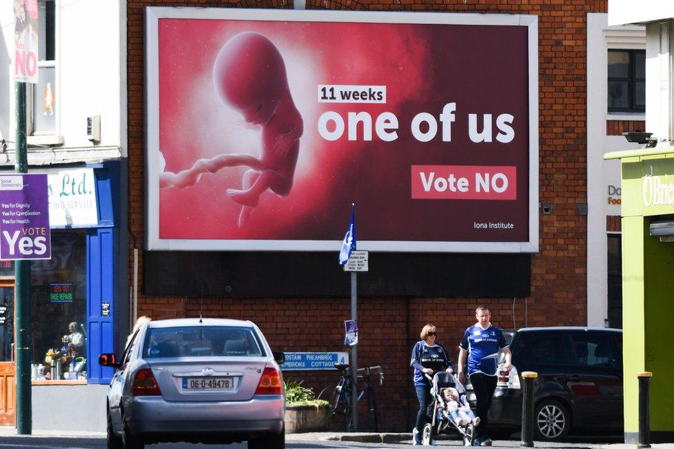 A billboard urging a No vote in the forthcoming abortion referendum