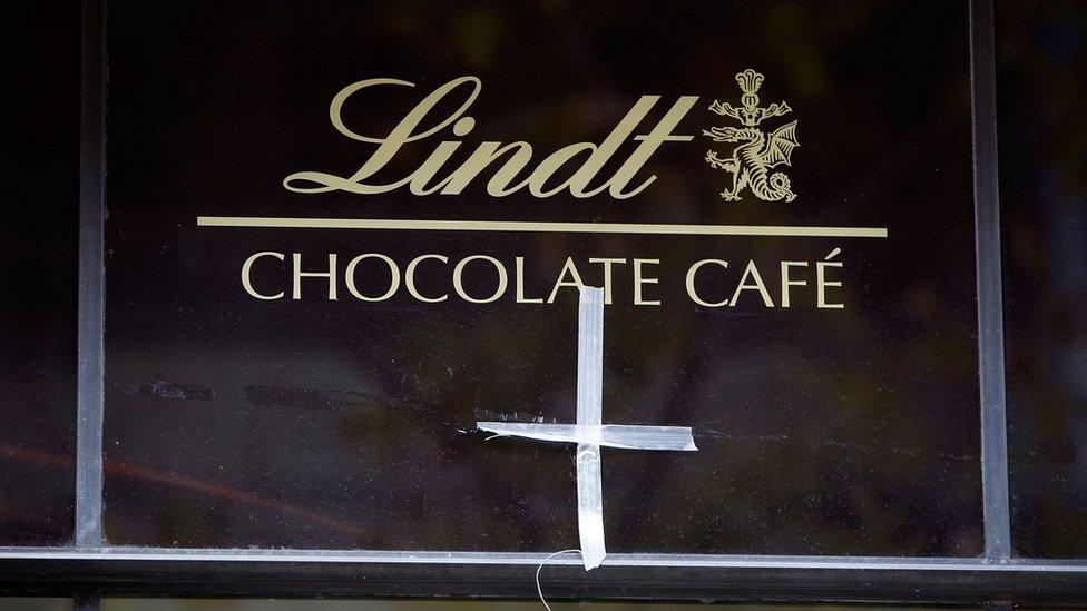 The Lindt cafe at Martin Place in Sydney, Australia where a gunman and two hostages were killed in December 2014