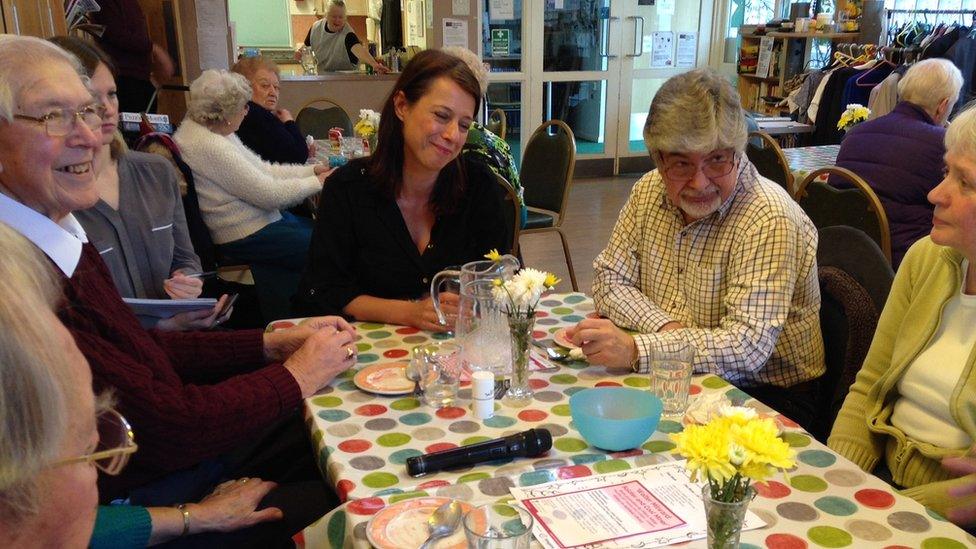 Labour MP Gloria de Piero speaks to constituents in her Ashfield constituency