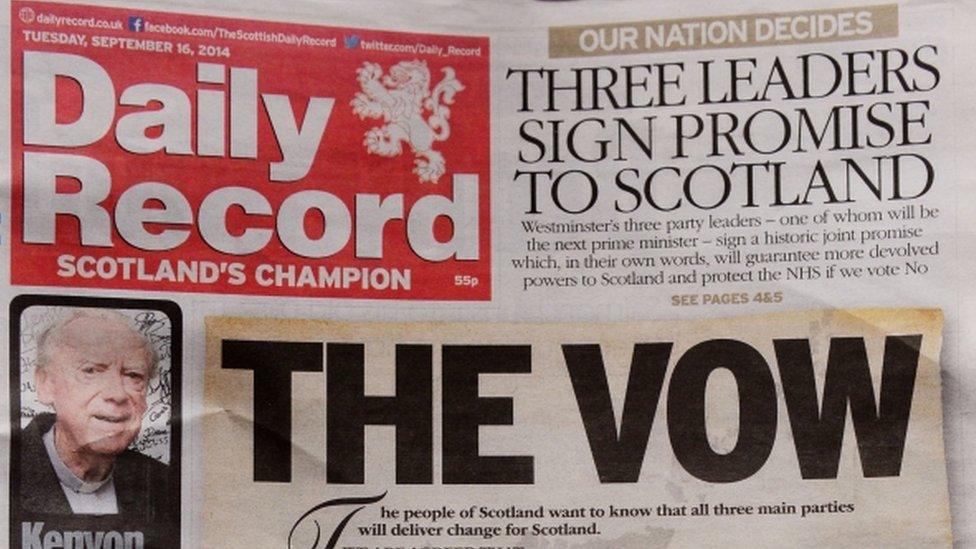 The vow, as seen in the Daily Record newspaper
