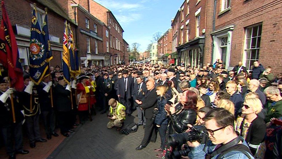 Crowds gathered in the street