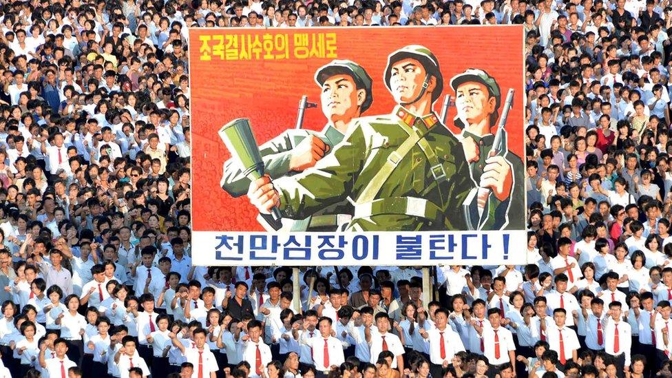 A North Korean political rally in August 2017