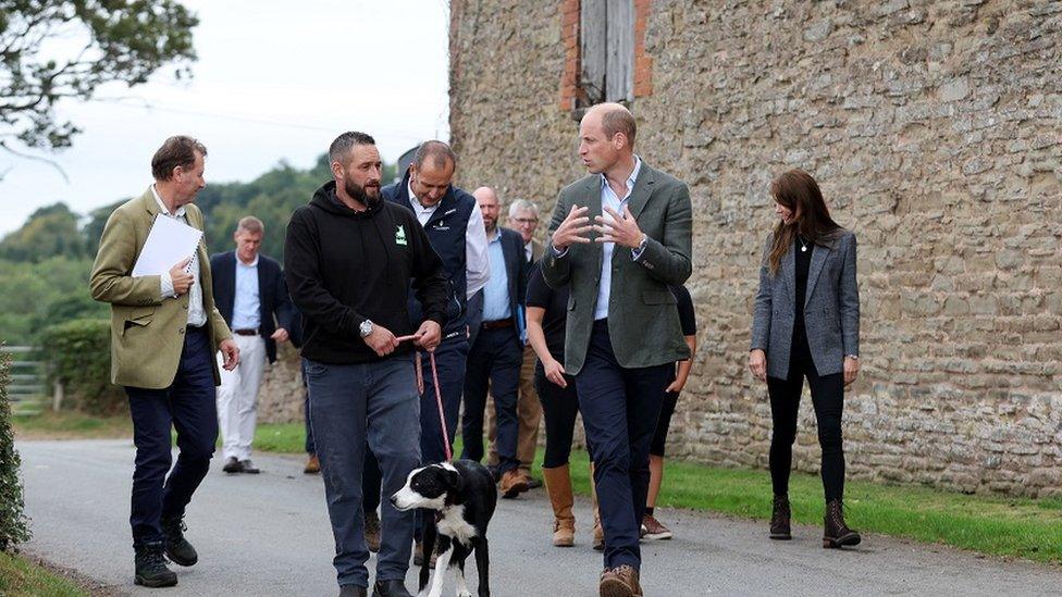 The royal couple talk to staff