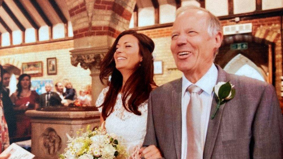 Clive Worthington and his daughter Gina Tilly on her wedding day