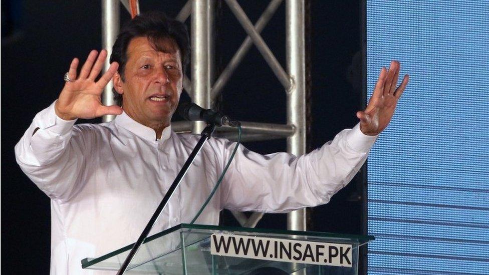 Imran Khan, head of the political party Pakistan Tehrik-e-Insaf speaks to supporters in Lahore, Pakistan, 29 April 2018.