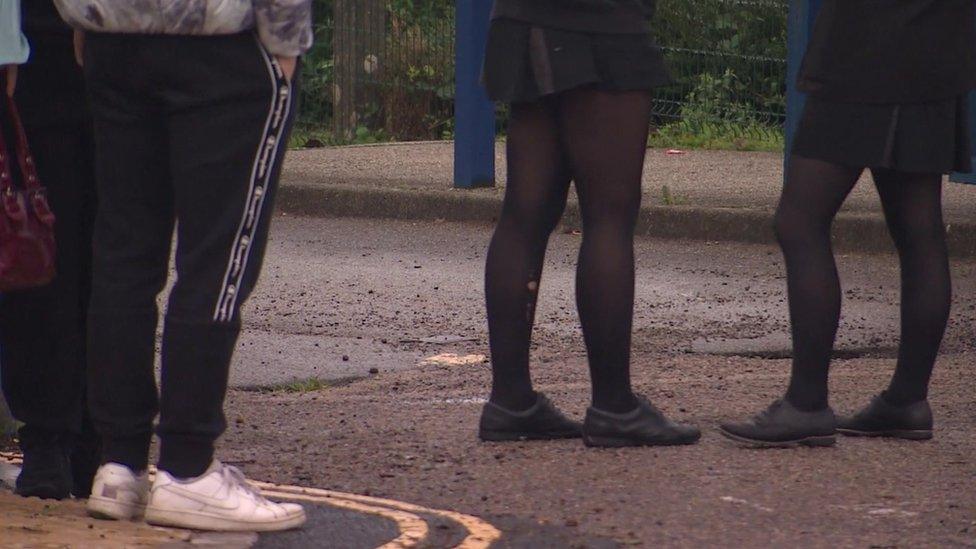 Students outside school in Camborne