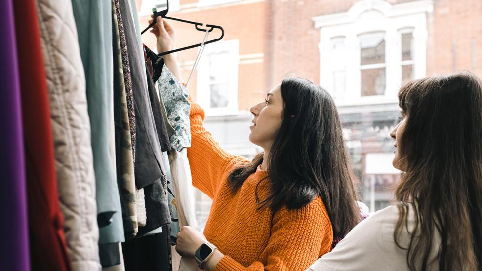 Women shopping for clothes