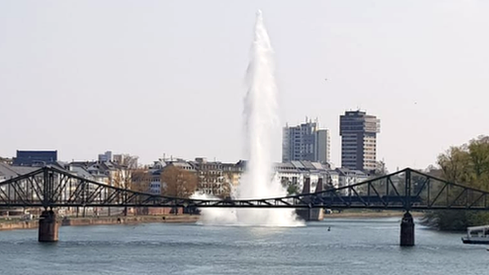 The detonation of a World War Two bomb in Frankfurt's River Main, 14 April 2019