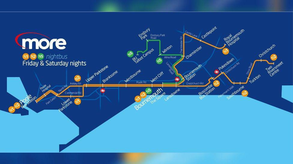 A graphic showing the three new bus routes with the 'morebus' branding on it.