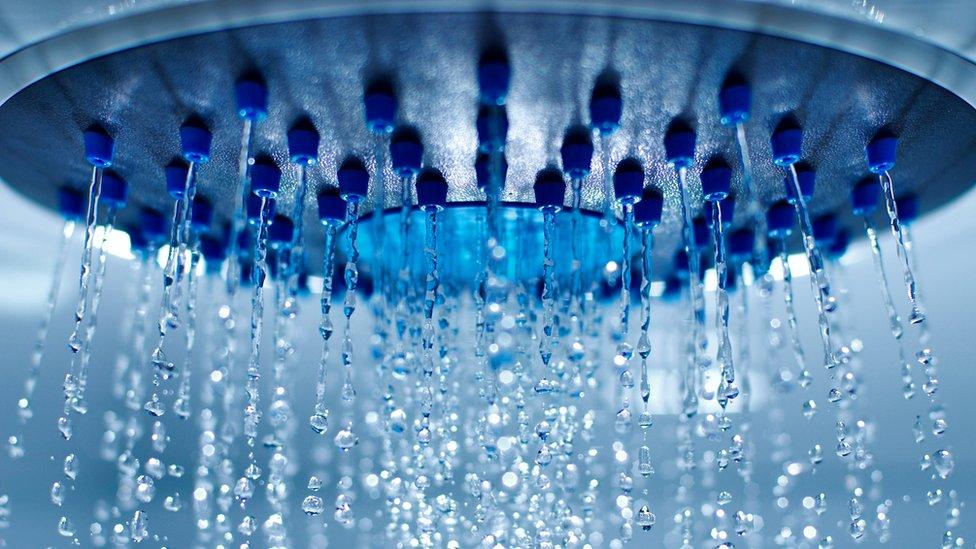 Water coming out of a shower head