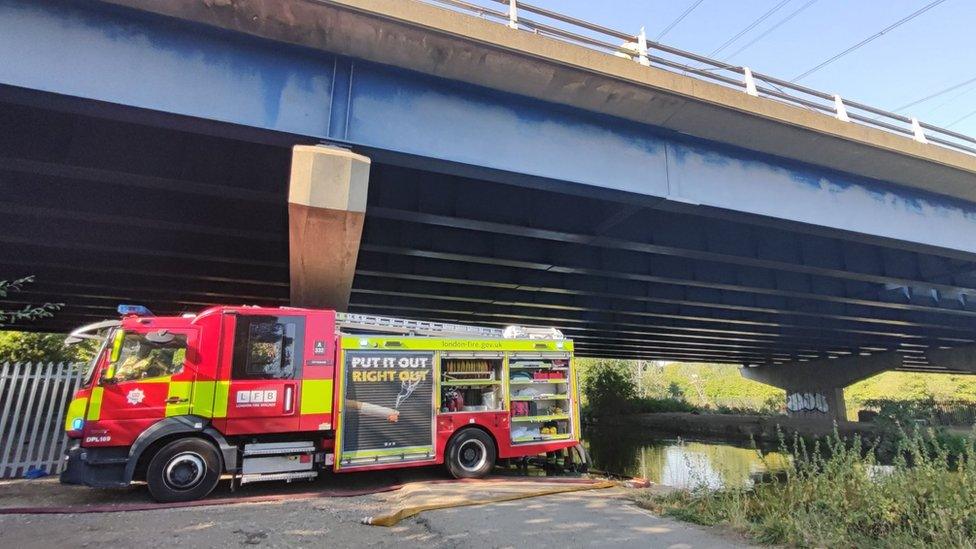 Fire engine at scene of Rammey Marsh blaze