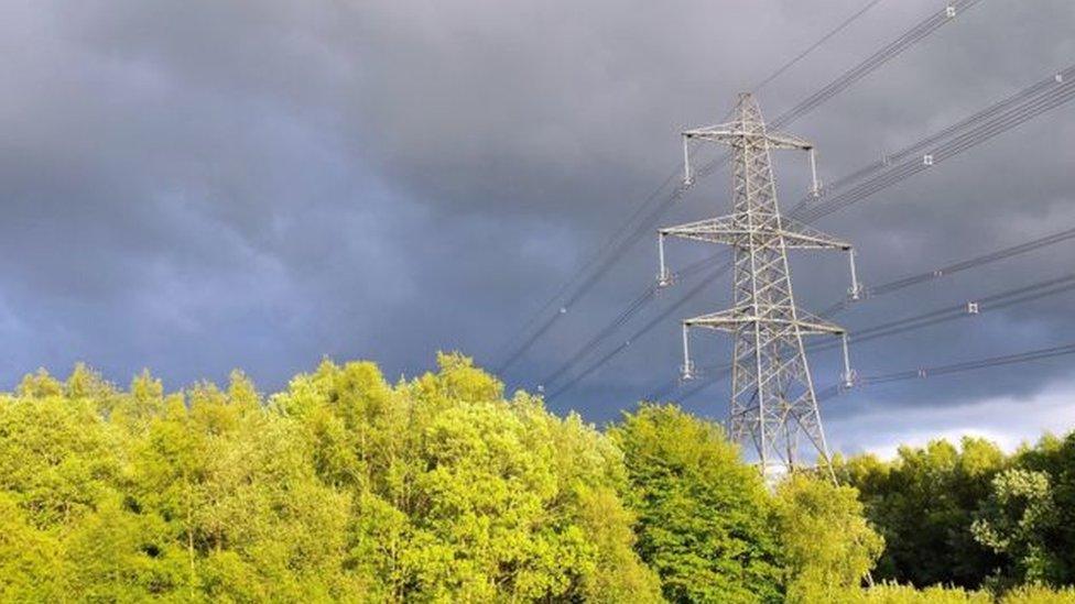 An electricity pylon