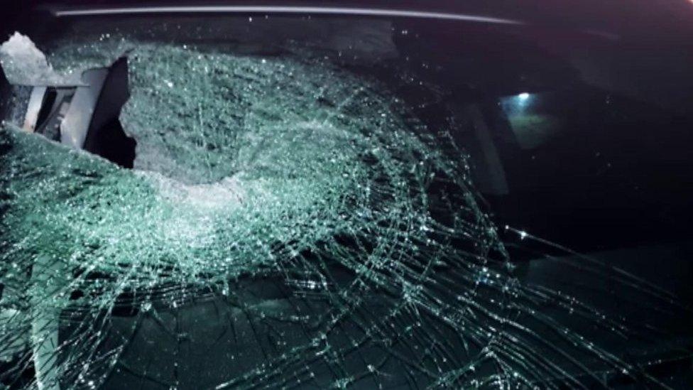 Shattered windscreen